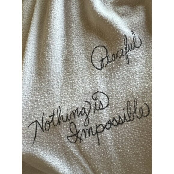 Lauren Moshi cream Brynn Happy Thoughts sweatpants sz S comfy athleisure - Picture 6 of 13